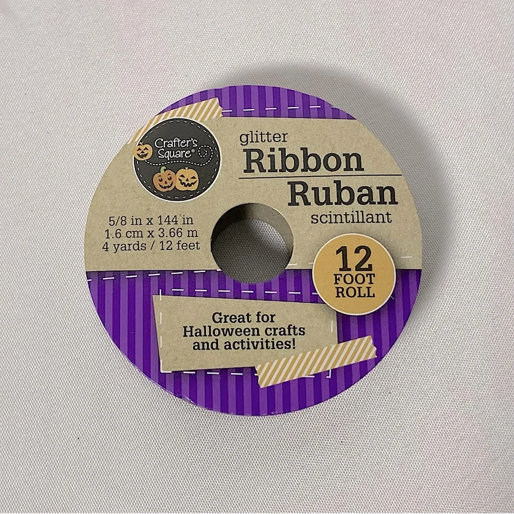 💫 Crafter’s Square Metallic Glittery Black Craft Ribbon 5/8” x 144”